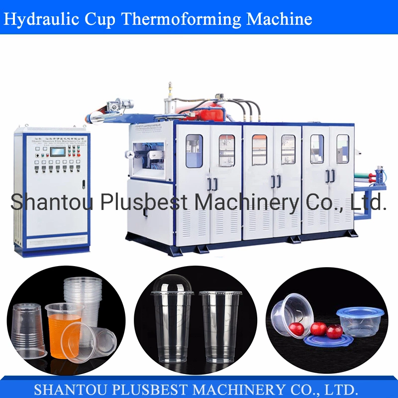 Copa de plástico de fabricación de la máquina de taza termoformadora máquina de formación con Robert Stacking