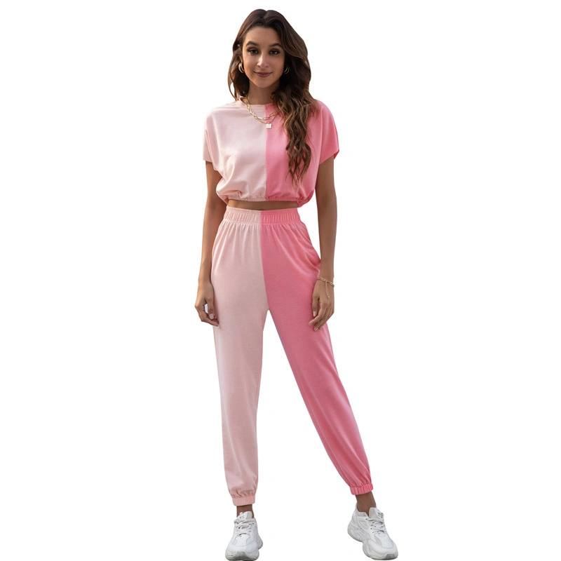 Wholesale/Supplier Sports Wear Women Clothing Fashion Garment Crop Top Patchwork Sweat Suits