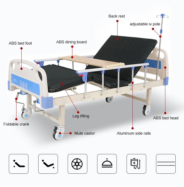 Stahl 2 Kurbel Manuell Metall Krankenpflege Patienten Medizinische Krankenhaus Betten