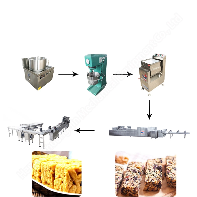 La barra de dulces de cacahuete Snack automático de la máquina de producción de alimentos de la barra de mantequilla de maní Máquina de embalaje de cajón de la máquina de la barra de cereal de arroz mochi Cake Machine