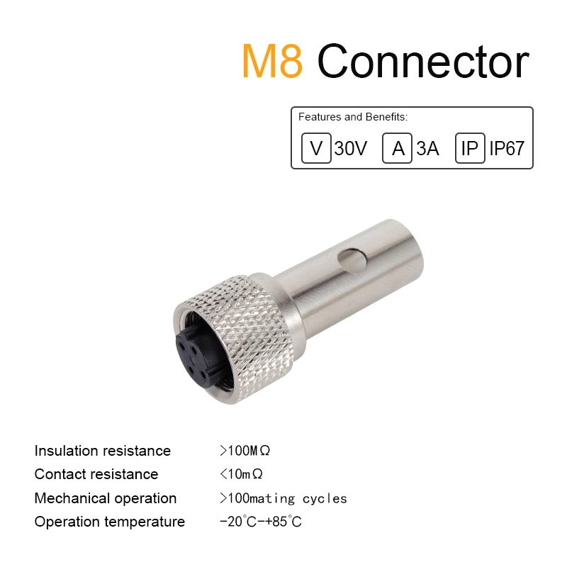 IP67 Threaded Coupling Metal Hose/ Straight/ Plug, Flange Holder/ Single/ Double Side M8 Cable Side Connector