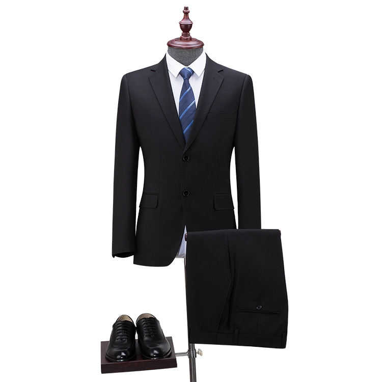 Men's Wool-Like Series Apparel Navy Blue/Black Fashion Business Finished Suit