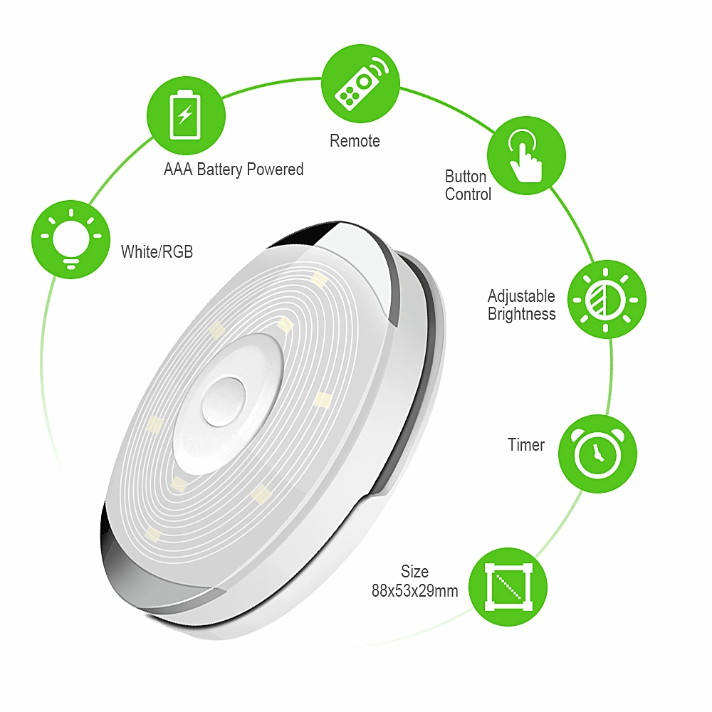 Wireless Touch Sensor LED Under Cabinet Light Kitchen LED Battery Wardrobe/Closet Puck Light with Controller Dimmable Night Lamp