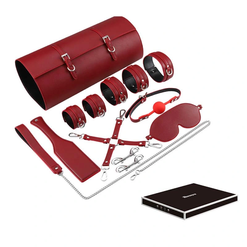 Sexy SM cuir servitude Kit avec sac Fetish BDSM adulte Jouets menottes collier masque de l'œil trousses de bâches pour couples hommes Femmes