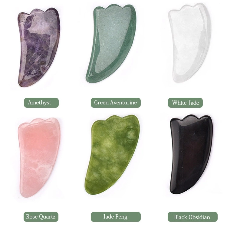 Health Care Beauty Guasha Massager Jade Natural Green Rose Quartz Amethyst Roller Various Gua Sha Board Collection