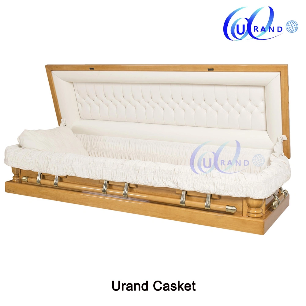 Funeral coffin full couch with feet cover solid wood casket