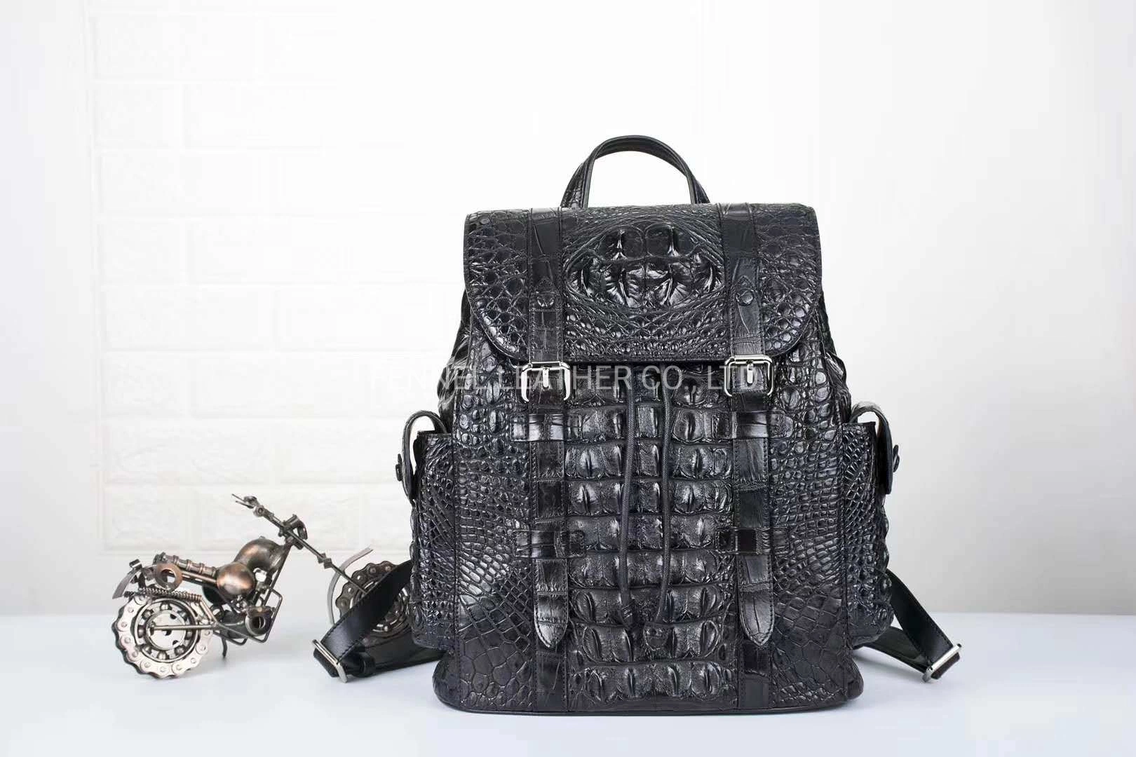 Manufacture Factory OEM Luxury Original Crocodile Leather Men Fashion High Classic Laptop Bag Leather Backpack Popular Top Quality Designer Rucksack (F6432)