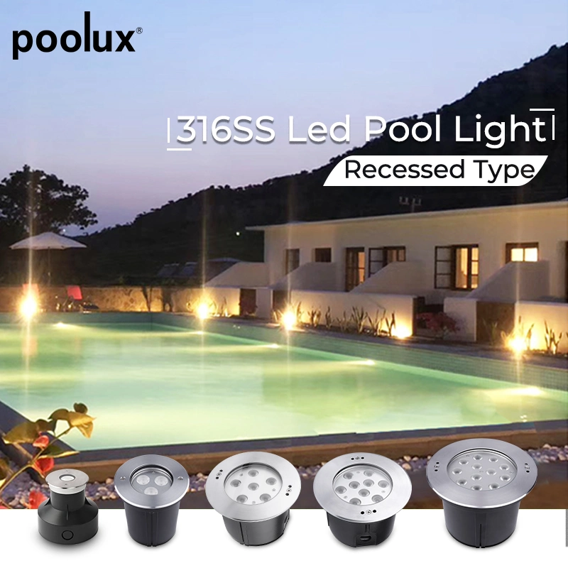 2022 Полукс 316 Нержавеющая сталь 18 Вт IP68 Реосаждаемый под водой светодиод Pool Light