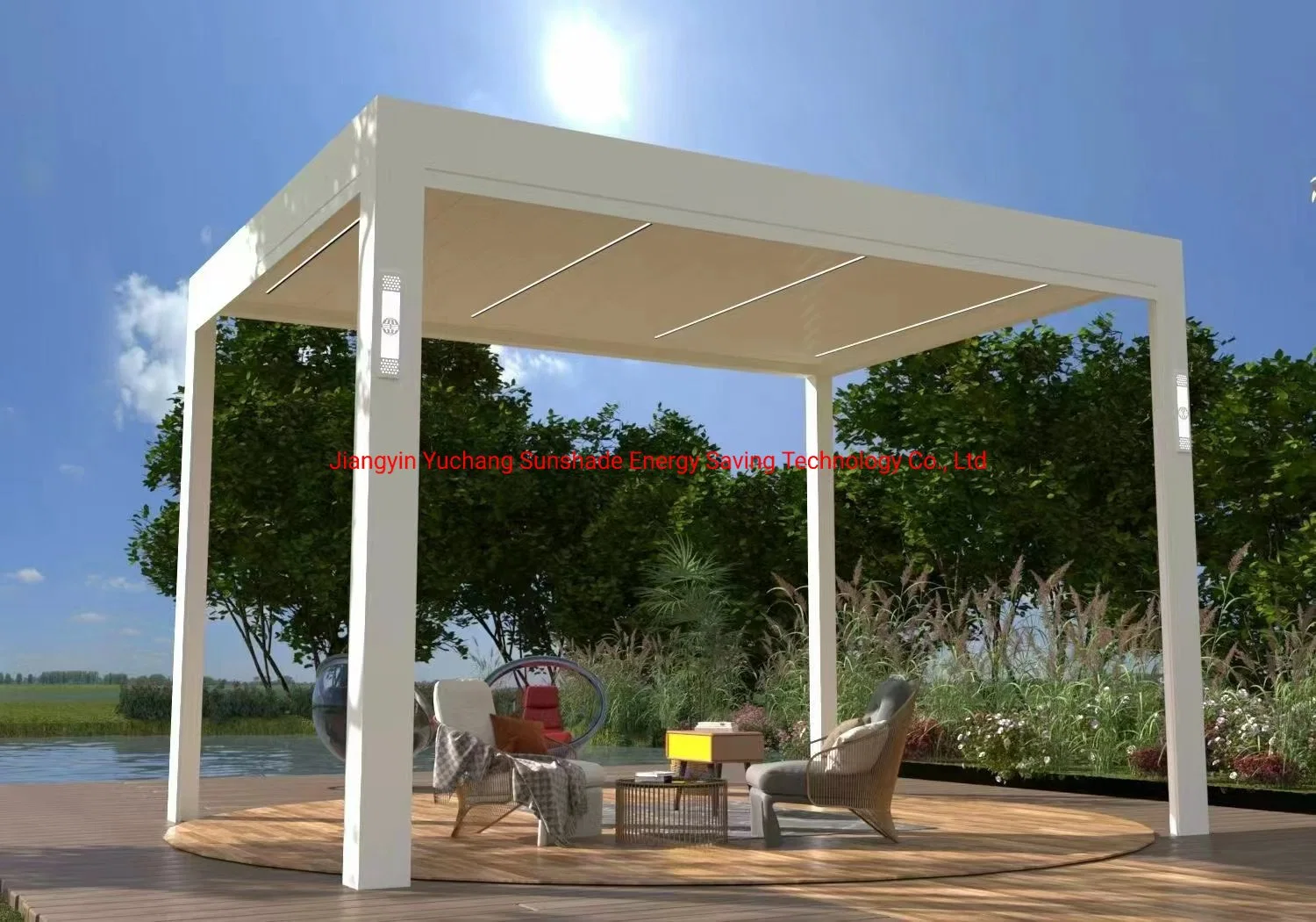 Aluminum Patio Garden Gazebo Modern Glass Roof Waterproof Aluminum Pergola Backyard Gazebo