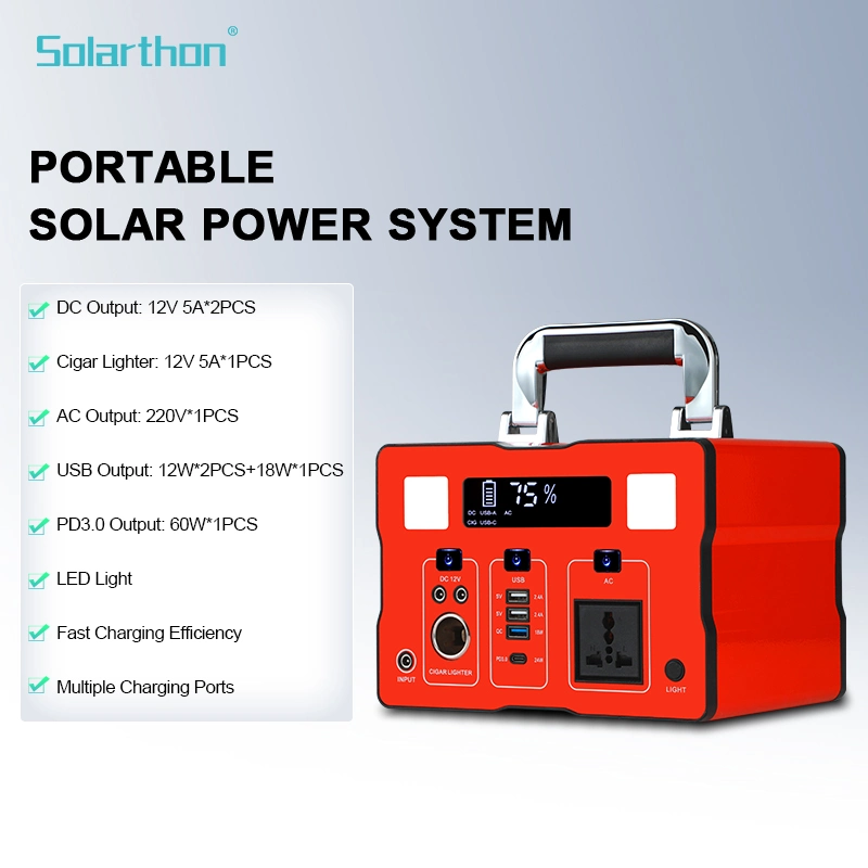 Solarthon Solar Power System with AC Output Power Generator Mobile Charger USB 500W/1000W Rechargeable Solar Portable Power Station for Home/ Outdoor/ Camping/E
