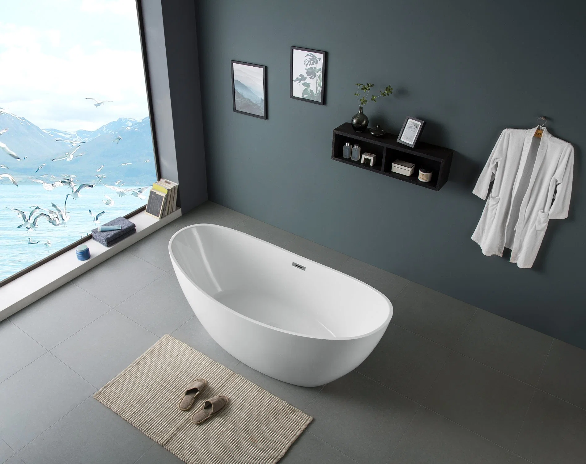 Bathrooms 1500mm/1700mm Double Ended Slipper Morden Freestanding Acrylic Bathtub