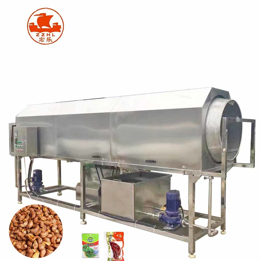 Agriculture Industrial Food Cashew Rotary Drum Washing Flexible Packaging Bag Cleaning Drying Machine