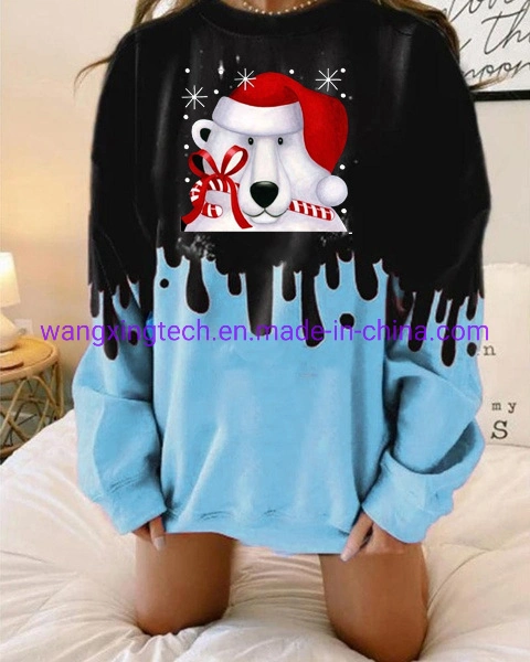 2022 Christmas New Autumn and Winter 3D Digital Printing Round Neck Loose Long-Sleeved Urban Casual Pullover Sweater