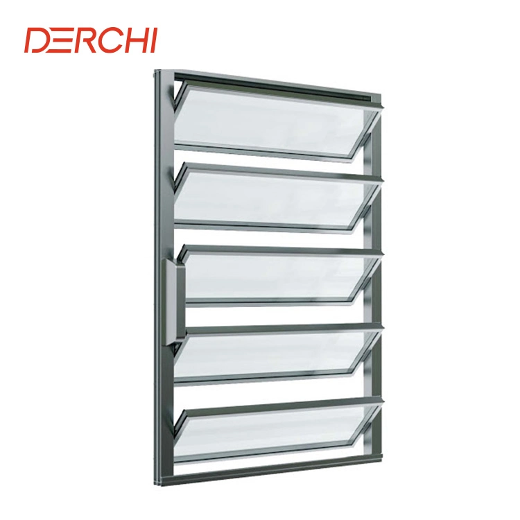 China Aluminum Louver Window with Operable Louver Blades for Bathroom Window Aluminium Glass White Gray Colour Kitchen Shutters