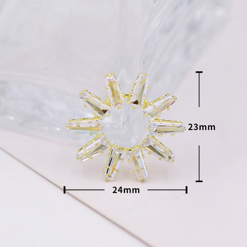 Wholesale Lovely Beautiful Zircon Accessories Golden Button Rhinestones for Jewelry Making