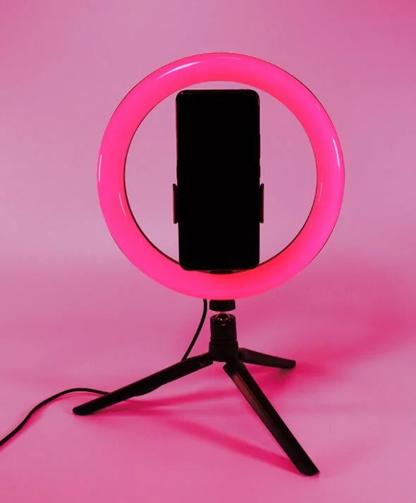 10 Selfie Ring Light with Tripod Stand and Cell Phone Holder, Dimmable Desktop LED Circle Light