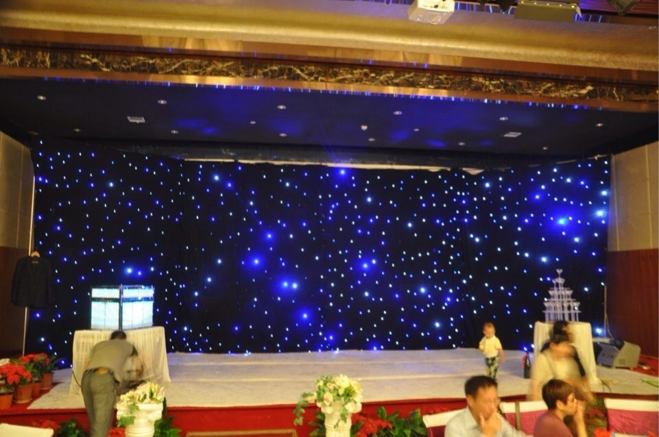 4x4m de ancho de banda estrella rutilante LED decoración cortinas de tela por parte de antecedentes de eventos