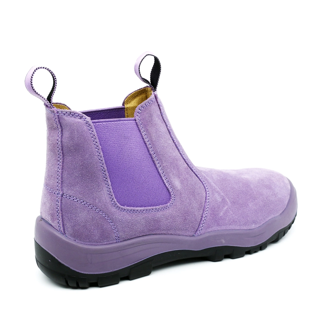 Cow Suede Purple Color Steel Toe PU Pouring Safety Footwear Shoe