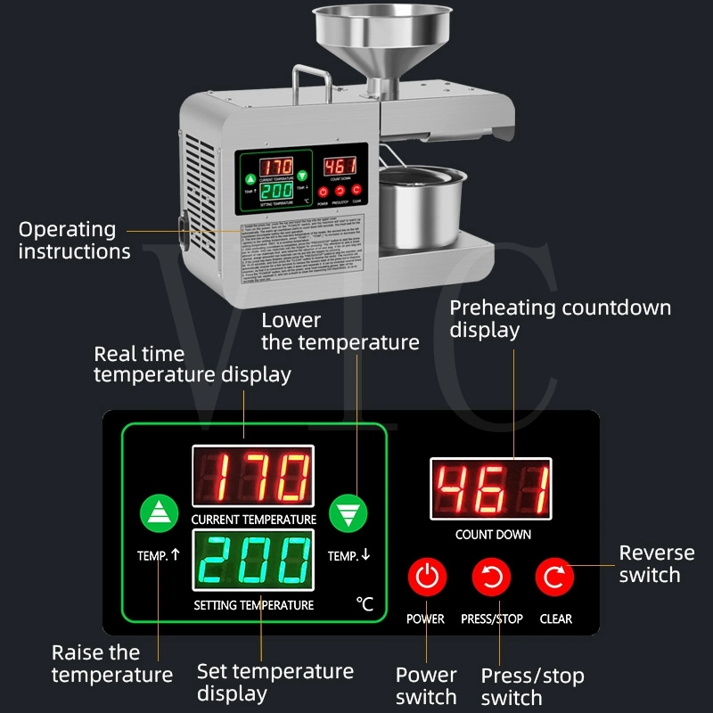 4-6 kg/h inteligente digital control de temperatura pequeña prensa de aceite