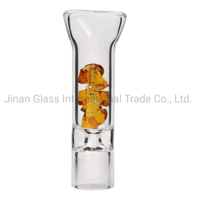 Honeypuff Glass Mouth Filter Tips with Diamond Tobacco Smoking Dry Herb Holder Thick Pyrex Glass Flat Mouth Filter Tips