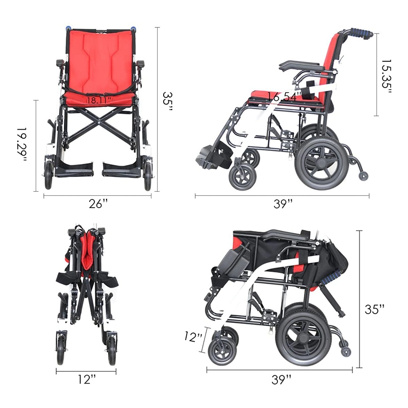 Populaires voyage pliable portable ultra léger utilisé handicapés en fauteuil roulant fauteuil roulant