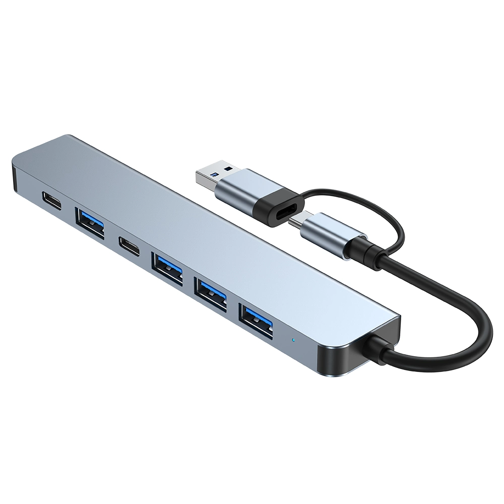 USB3.0+USB-C to 5 Port USB+Type-C Data+Type-C Power Supply