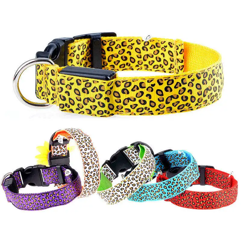 Print LED Light Pet Collar Safety USB Rechargeable Glowing Dog Collar