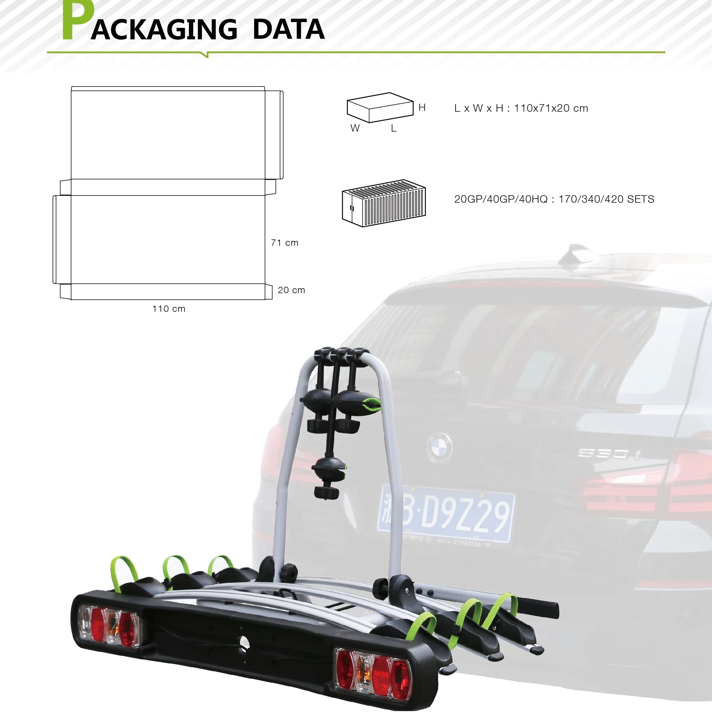 Professional Classical TUV Towbar Bike Carrier Towbar Platform Bicycle Tow Bar Rack.