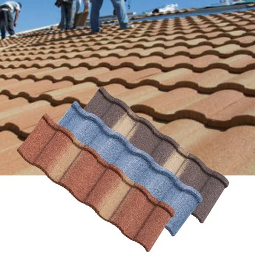 Roman Type Stone Chips Coated Metal Alu-Zinc Roof Tile