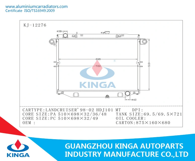 Engine Cooling System Radiator for Landcruiser 98-02 Hdj101