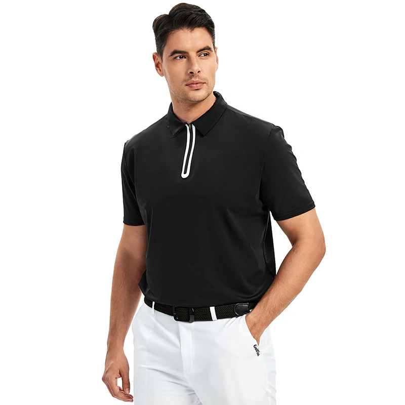 Nouveau design Polo Golf T-shirts en coton avec broderie imprimée, polo à fermeture éclair, t-shirt polo avec logo personnalisé.