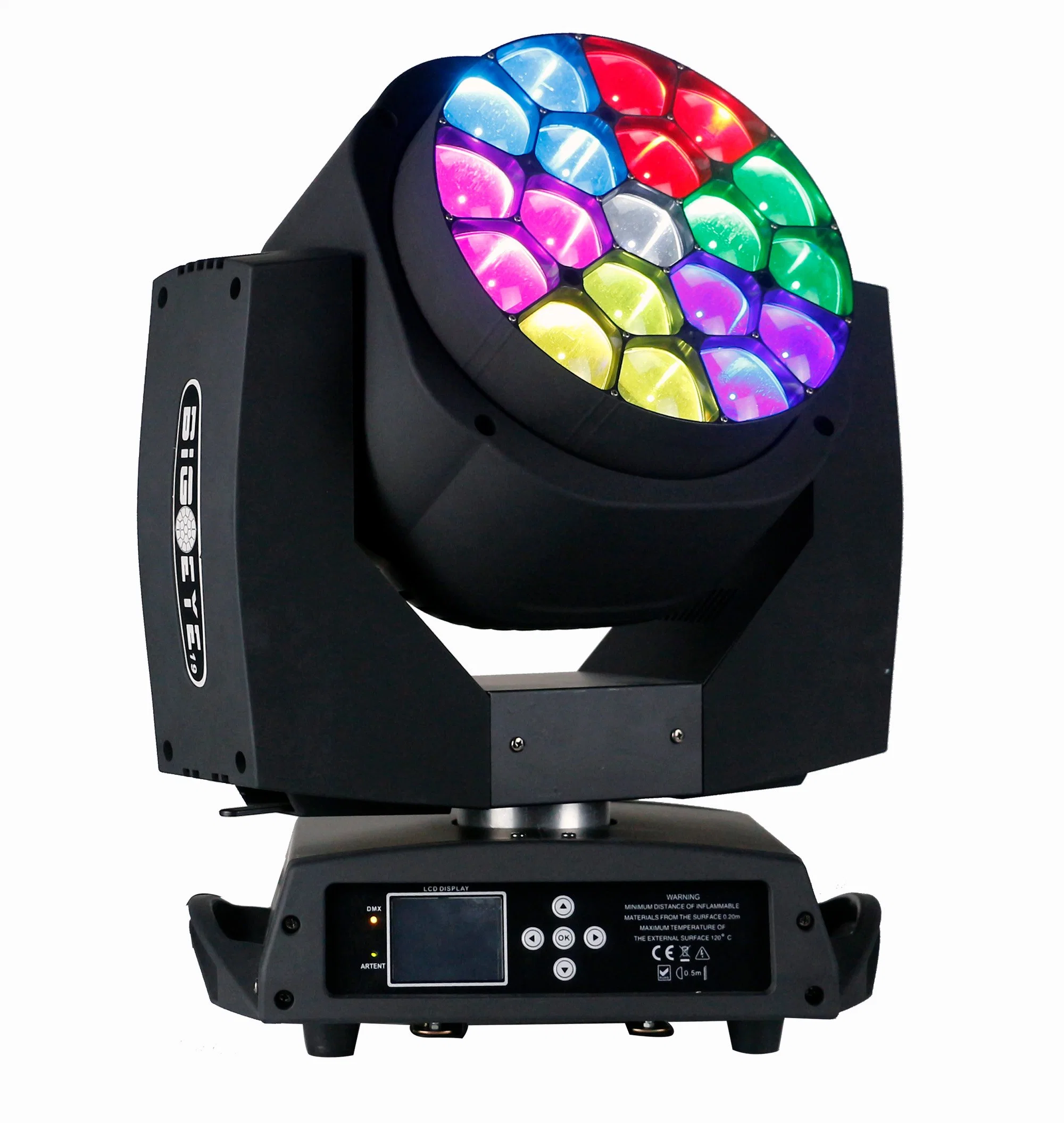 Haz Gbr+Lavar+fx 4en1 19pcs 15W grandes ojos abeja haz zoom Cabezal movible LED