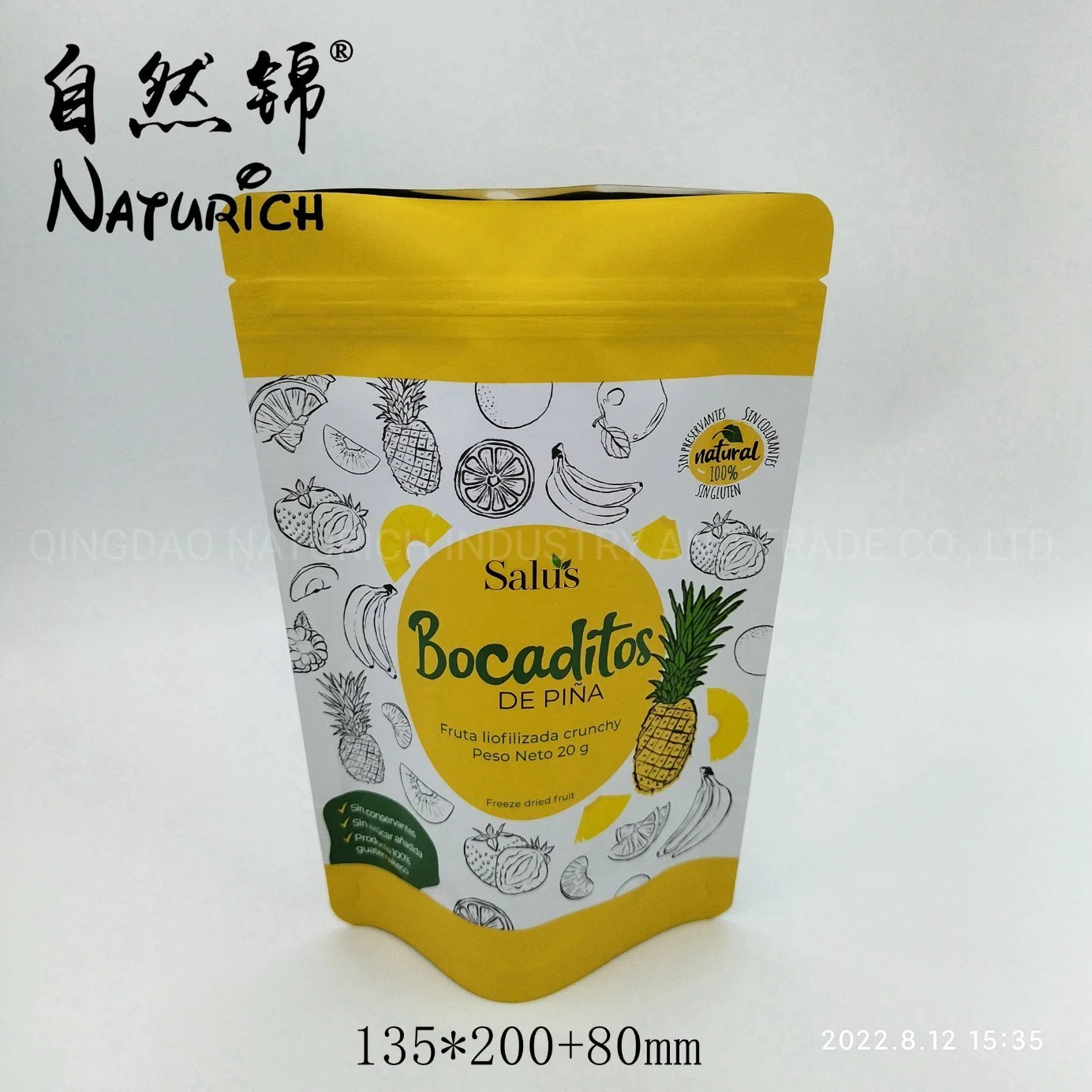 Pina seca Chips Bolsa de embalaje Freeze Dried Fruit Packaging Pouch