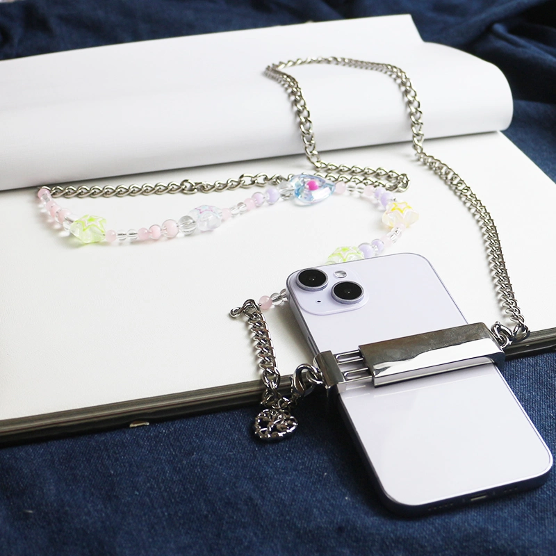 Star Ball Metal Chain Phone Clip Universal Heart Shape Pearl Messenger Strap Phone Case Accessories