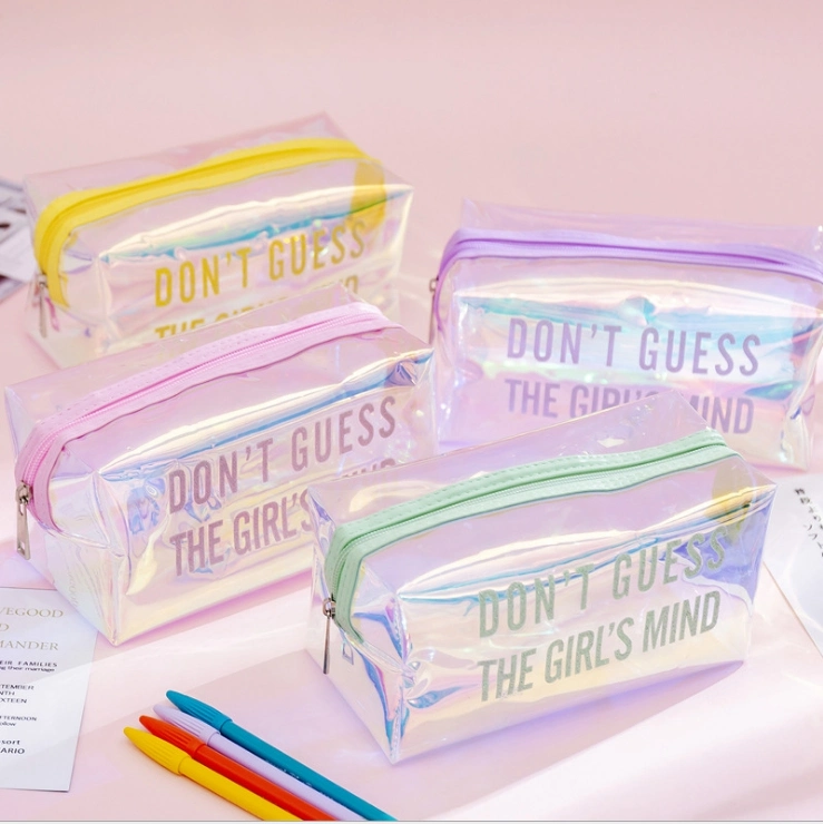 Customized PVC Transparent Cosmetic Bag Customized Colorful Plastic Gift Bag Laser Bag