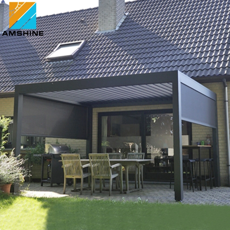 Techo de aluminio ajustable personalizado con rejilla sistema Bioclimático Pavilion impermeable exterior Kit de pérgola de aluminio motorizado Gazebo