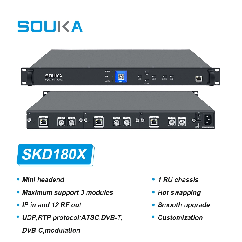 IP in 12 RF out Digital Modulator IP Encoder Qam Modulator Ipqam