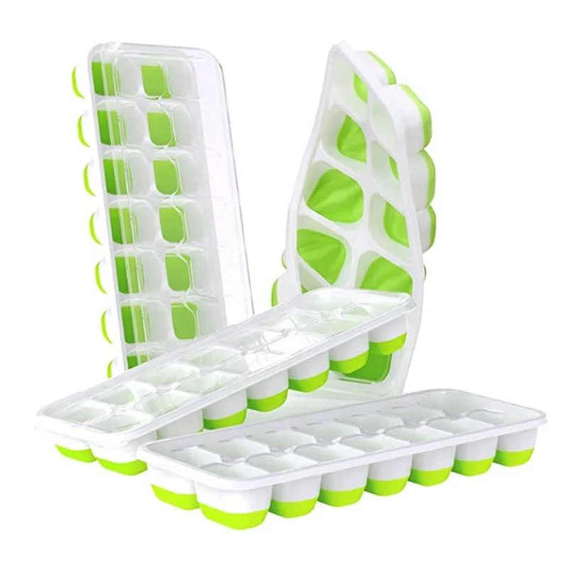 Best Selling Wholesale 14 Grids Ice Cube Mold Ice Maker Custom BPA Free Silicone Ice Cube Trays with Cover