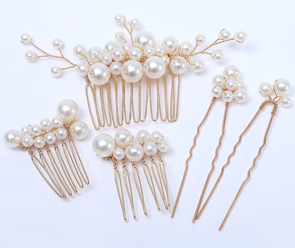 Bridal Wedding Pearl Hair Comb Headpiece. Bridal Pearl Hair Pin Hair Accessories. Wedding Pearl Hair Pin Hair Comb 5PS/Set