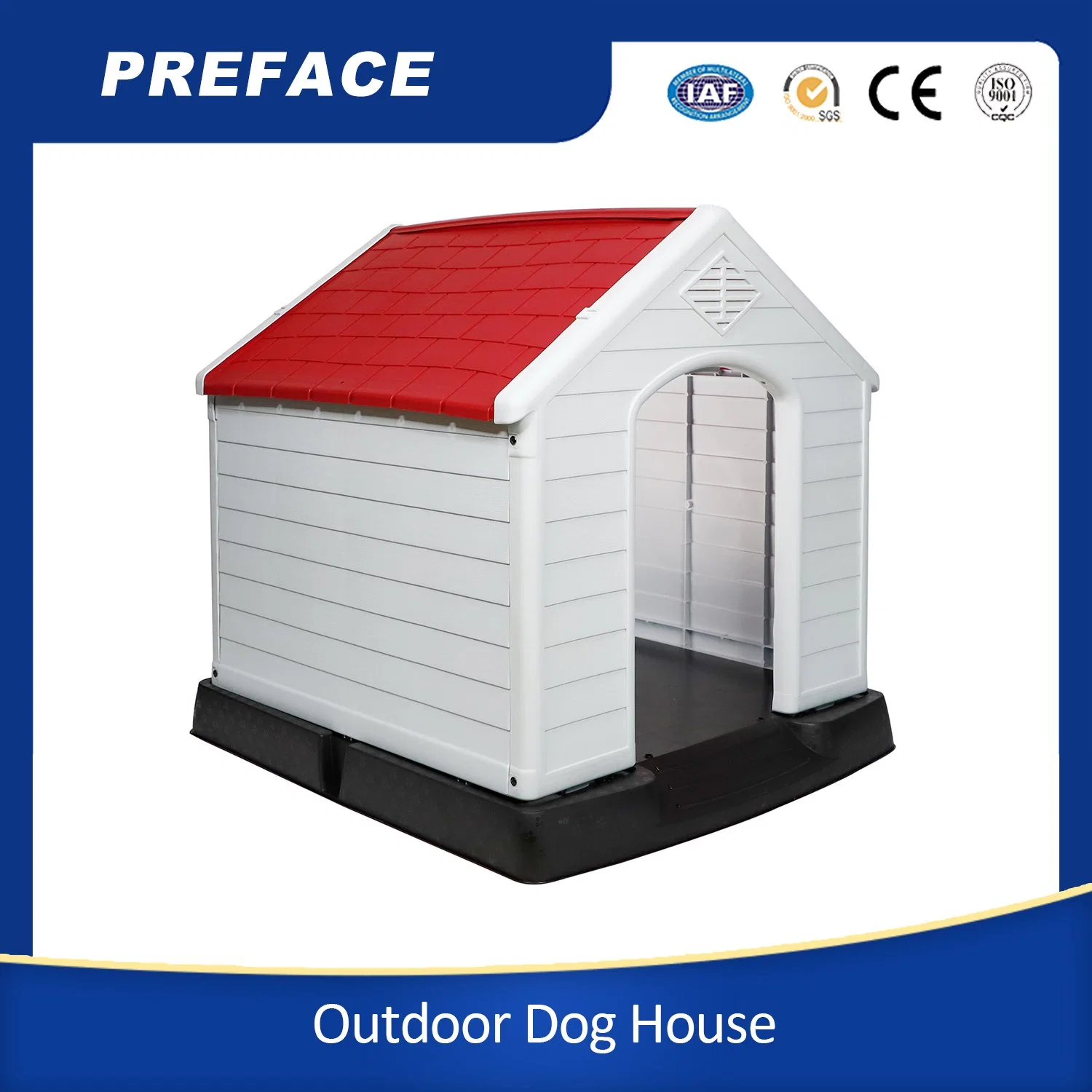Waterproof and Ventilated Pet Dog Kennel All Weather Dog House Outdoor Plastic Pet Dog House