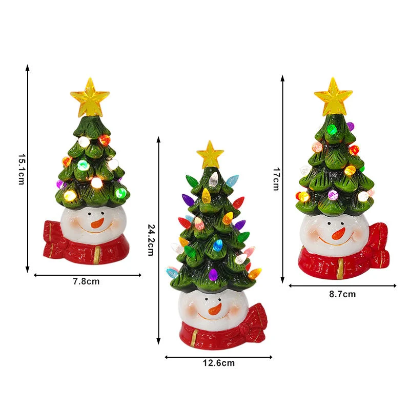 Ceramic Christmas Tree Christmas Ornement with Light Home Decorations Table Top Decoration