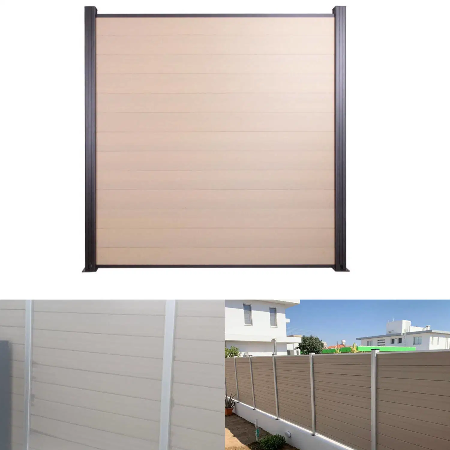 Waterproof Wind Resistant Wood Plastic Panel Aluminium Post Fence