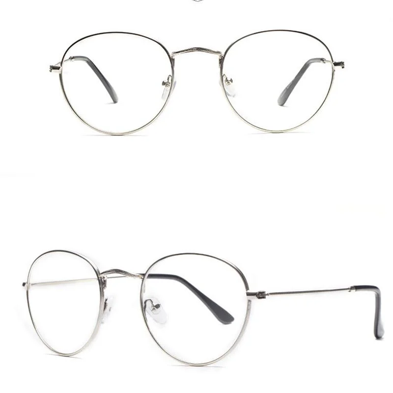 Classic Metal redondo transparente lentes marco lentes unisex círculo gafas Marcos ópticos metálicos para el hombre