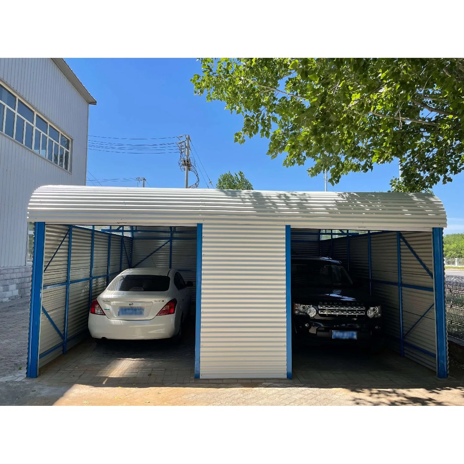 SC001 Free Standing Modern Double Car Metal Garage Steel Tubes Carport