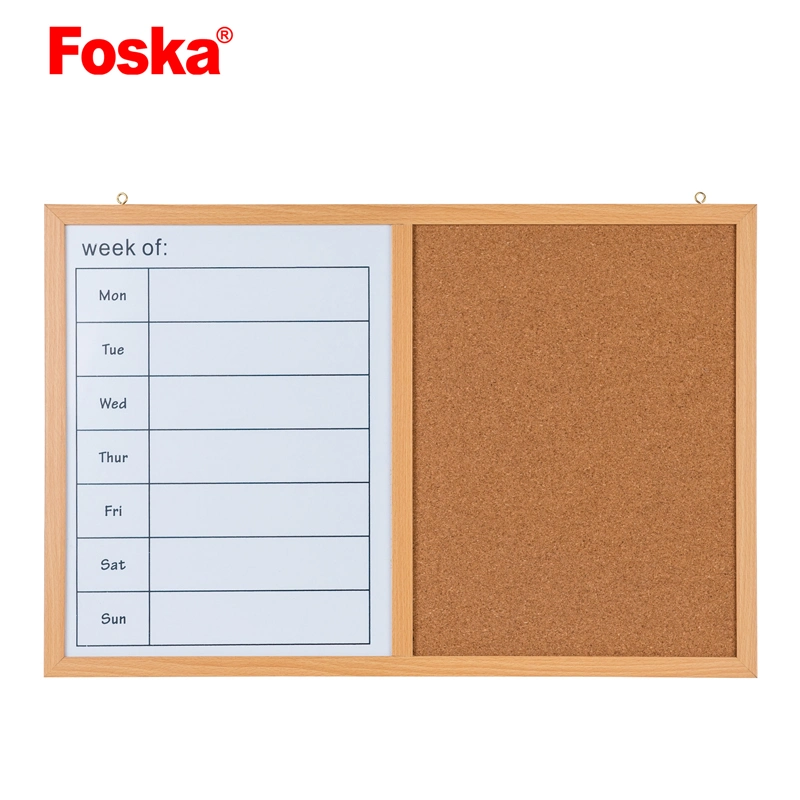 Foska School Office Wood Framed Corrugated Notice Cork Bulletin Board