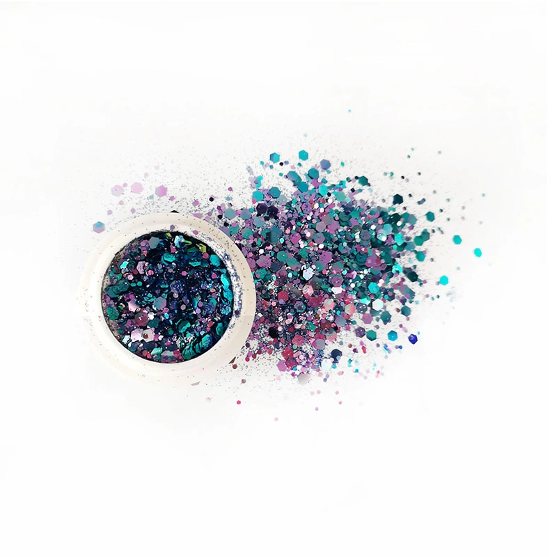 Оптовая торговля основную часть громоздкие Блестящие цветные лаки смешанной окраски голографических полимером ПЭТ Craft Блестящие цветные лаки порошок