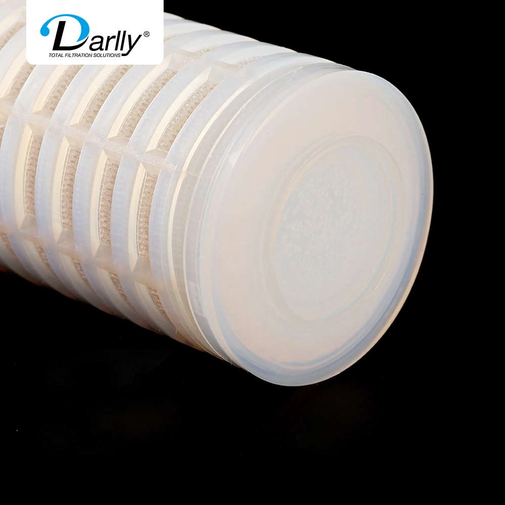 All Fluoropolymer Micro Pleated Filter Cartridge with Hydrophobic PTFE Membrane Media 10" 0.22 Micron