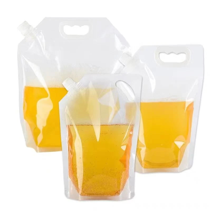 Custom 1L 2L 5L Biodegradable Plastic Beer Beverages Storage Container Pouch Water Liquid Spout Bag Black Yellow White Pink Green Gold Gray Color