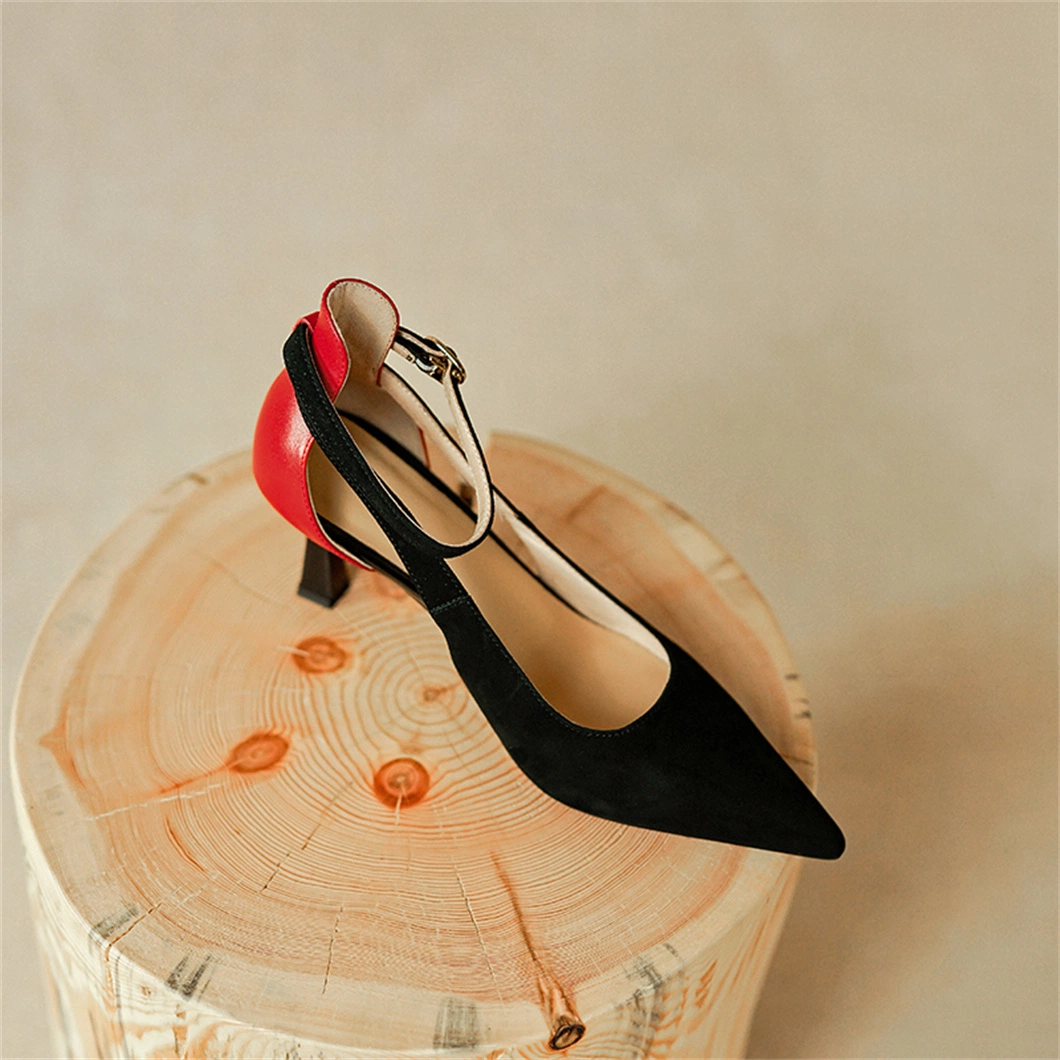 Customized Brand Women Pumps Contract Color Cut-out Sides Stiletto Shoes