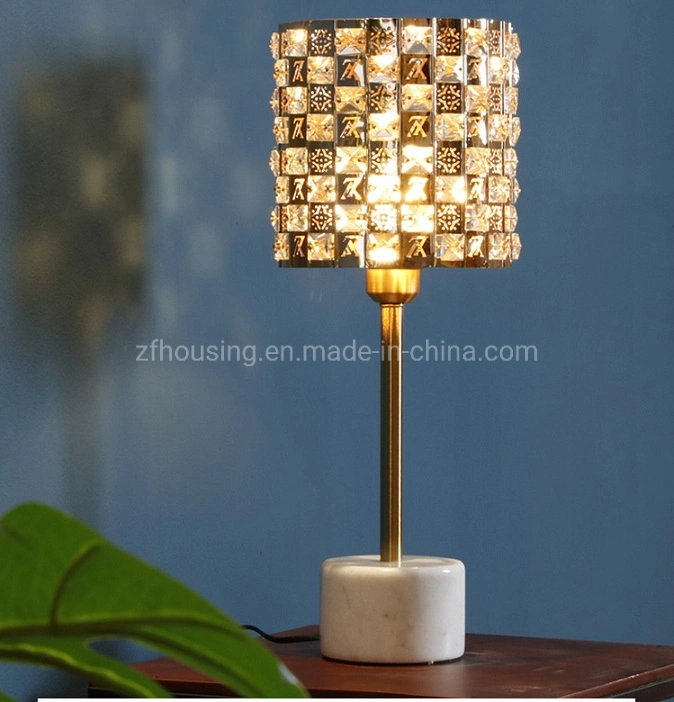 Building Material Crystal Lampshade LED Table Lighting Marble Table Lamp for Hote Decorationzf-Cl-009